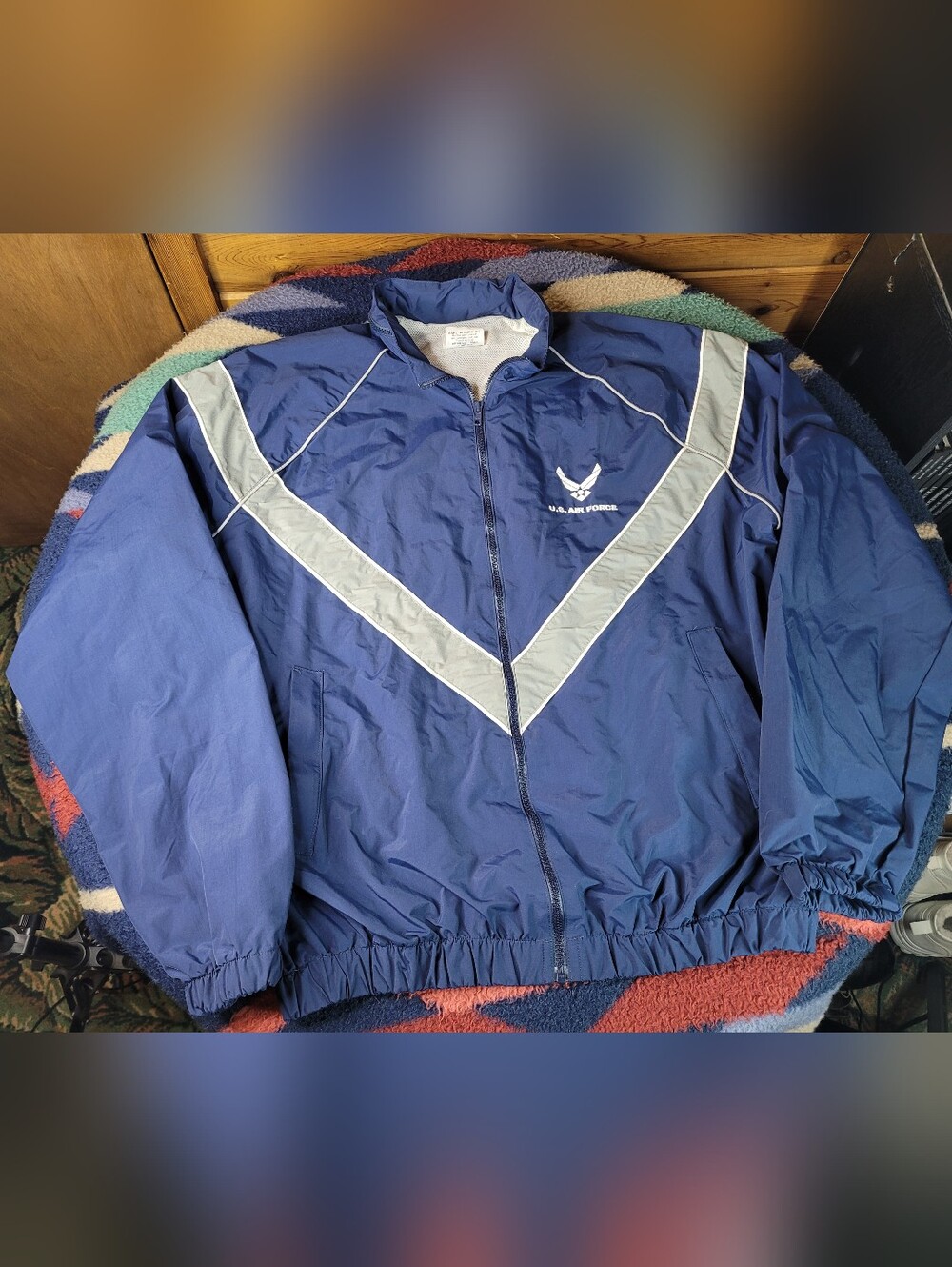 US Air Force Jacket Mens XL Long Skilcraft JWOD Reflective Full Zip Nylon Hooded